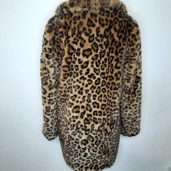 Zara Faux Fur Cheetah Print Oversized Coat - Picture 5 of 6
